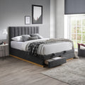 DANIEL Lit double en tissu gris anthracite avec coffre et tiroir 180x200 cm