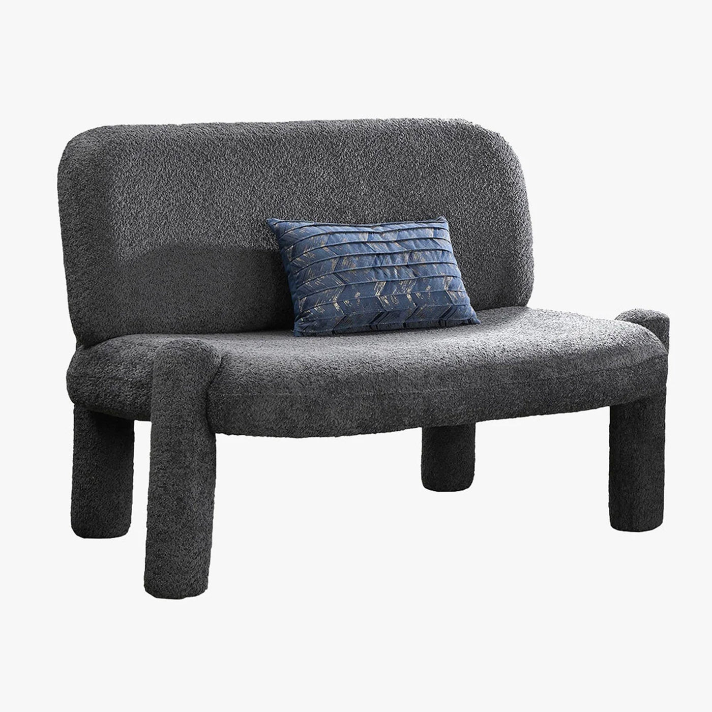 DANITA Canapé 2 places design effet peau de mouton anthracite - Canapés fixes - Mobilier Deco