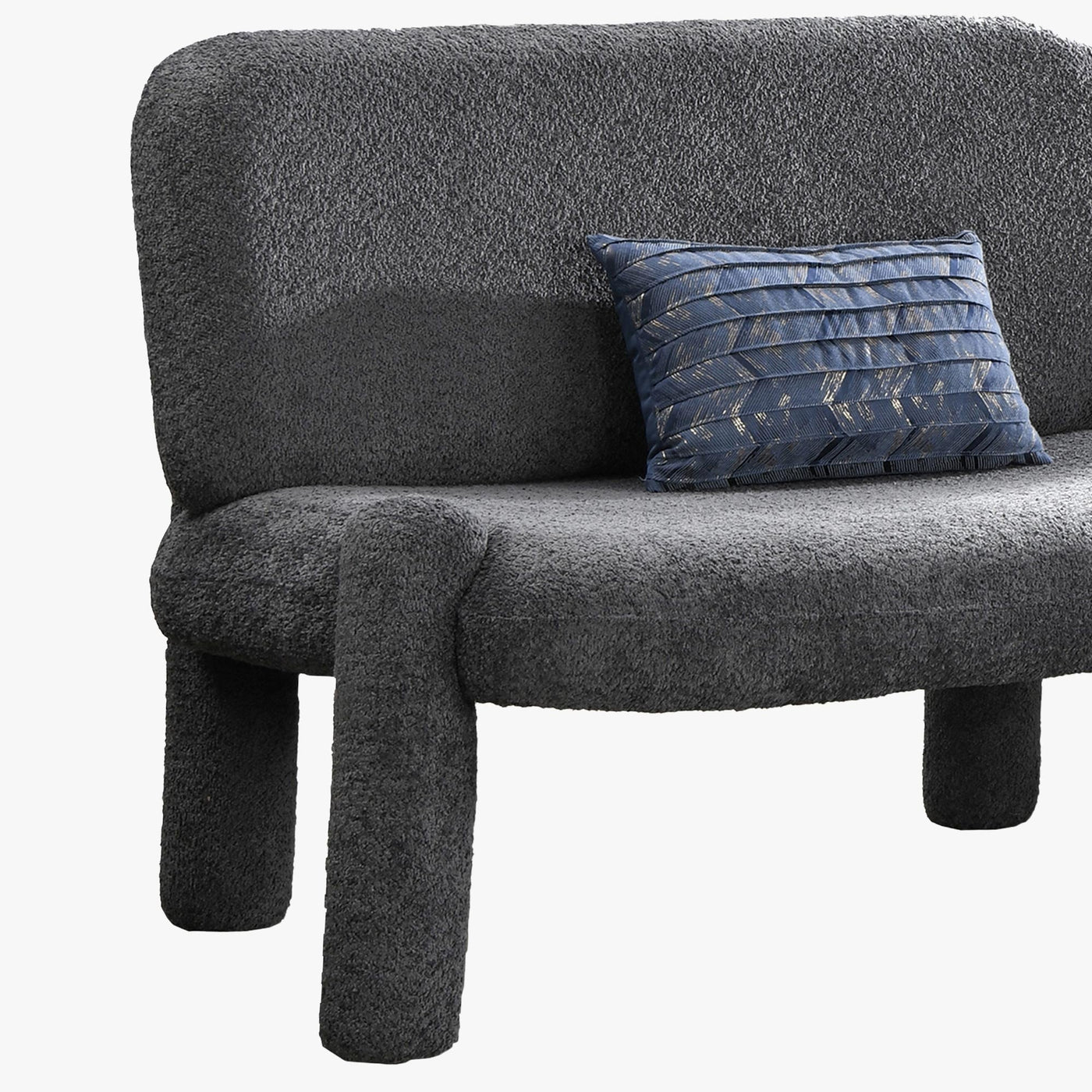 DANITA Canapé 2 places design effet peau de mouton anthracite - Canapés fixes - Mobilier Deco