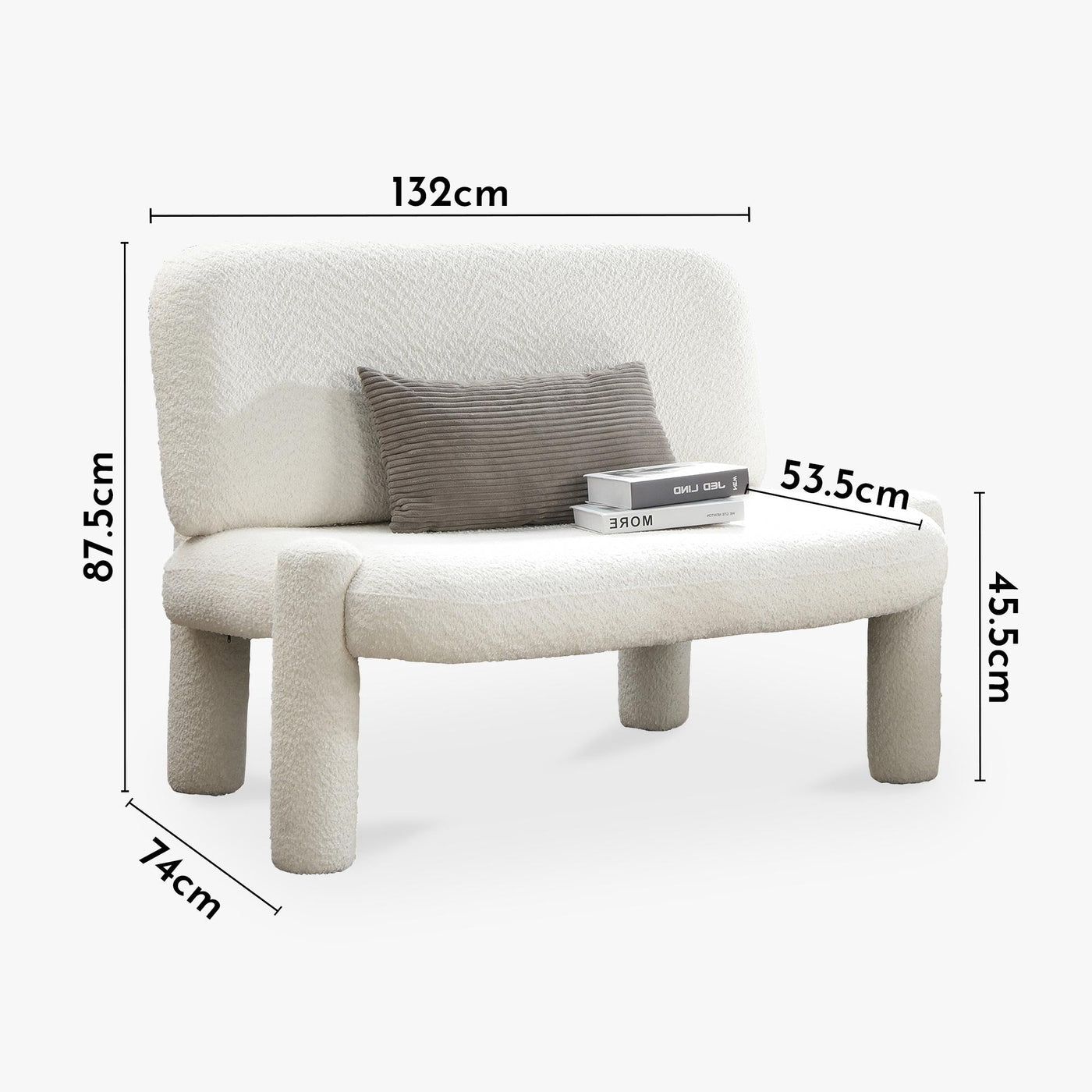 DANITA Canapé 2 places design effet peau de mouton blanc écru - Canapés fixes - Mobilier Deco