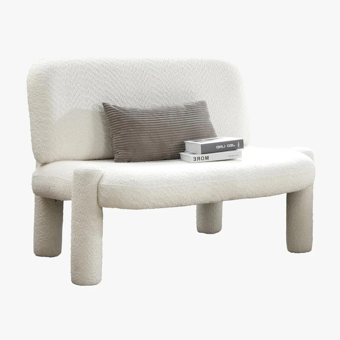 DANITA Canapé 2 places design effet peau de mouton blanc écru - Canapés fixes - Mobilier Deco