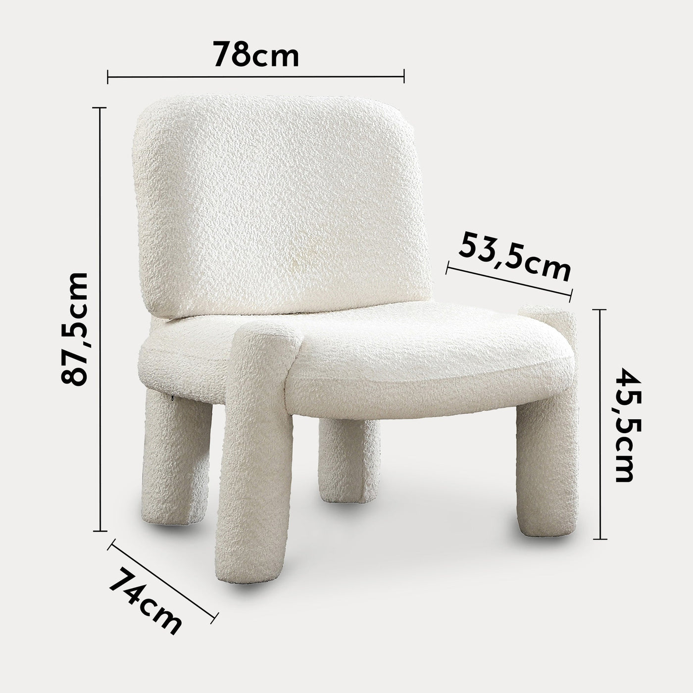 DANITA Fauteuil design effet peau de mouton blanc écru - Fauteuils - Mobilier Deco