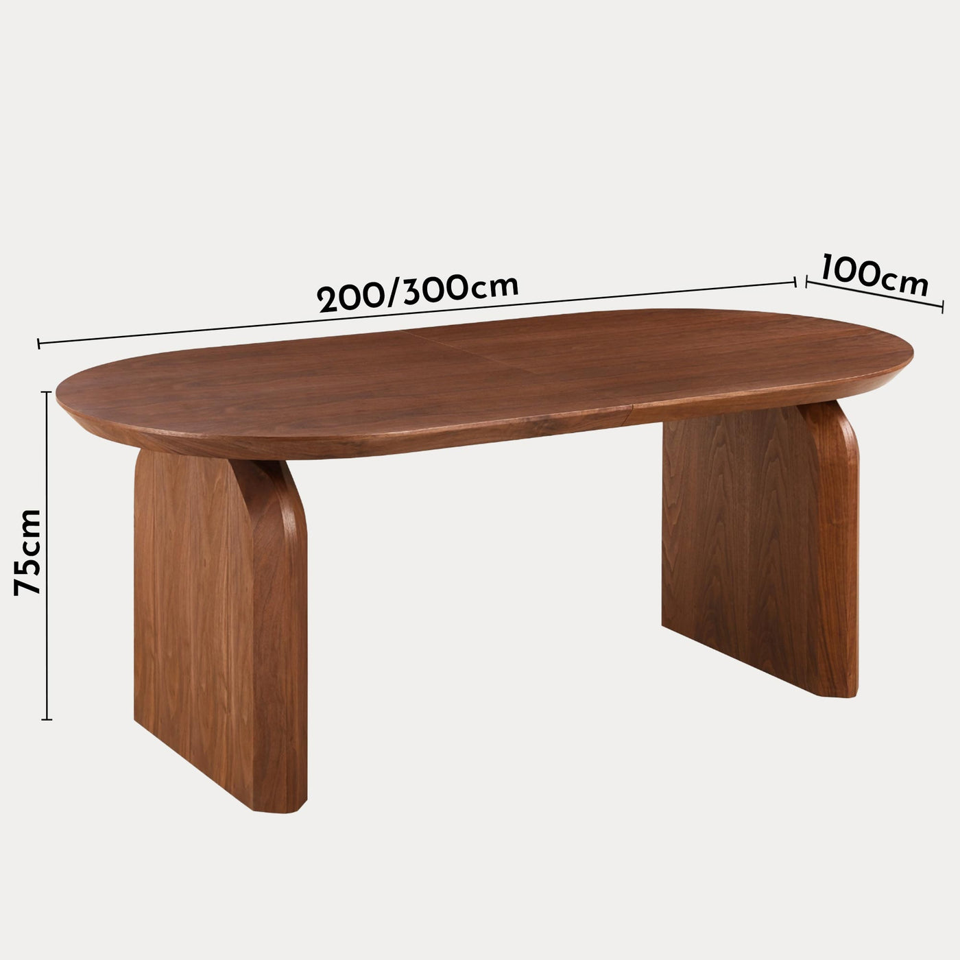 DANTE Table à manger ovale extensible couleur bois foncé 200-300 cm - Table à manger - Mobilier Deco