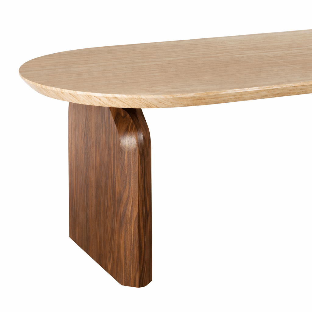DANTE Table à manger ovale extensible couleur travertin et bois foncé 200-300 cm - Table à manger - Mobilier Deco