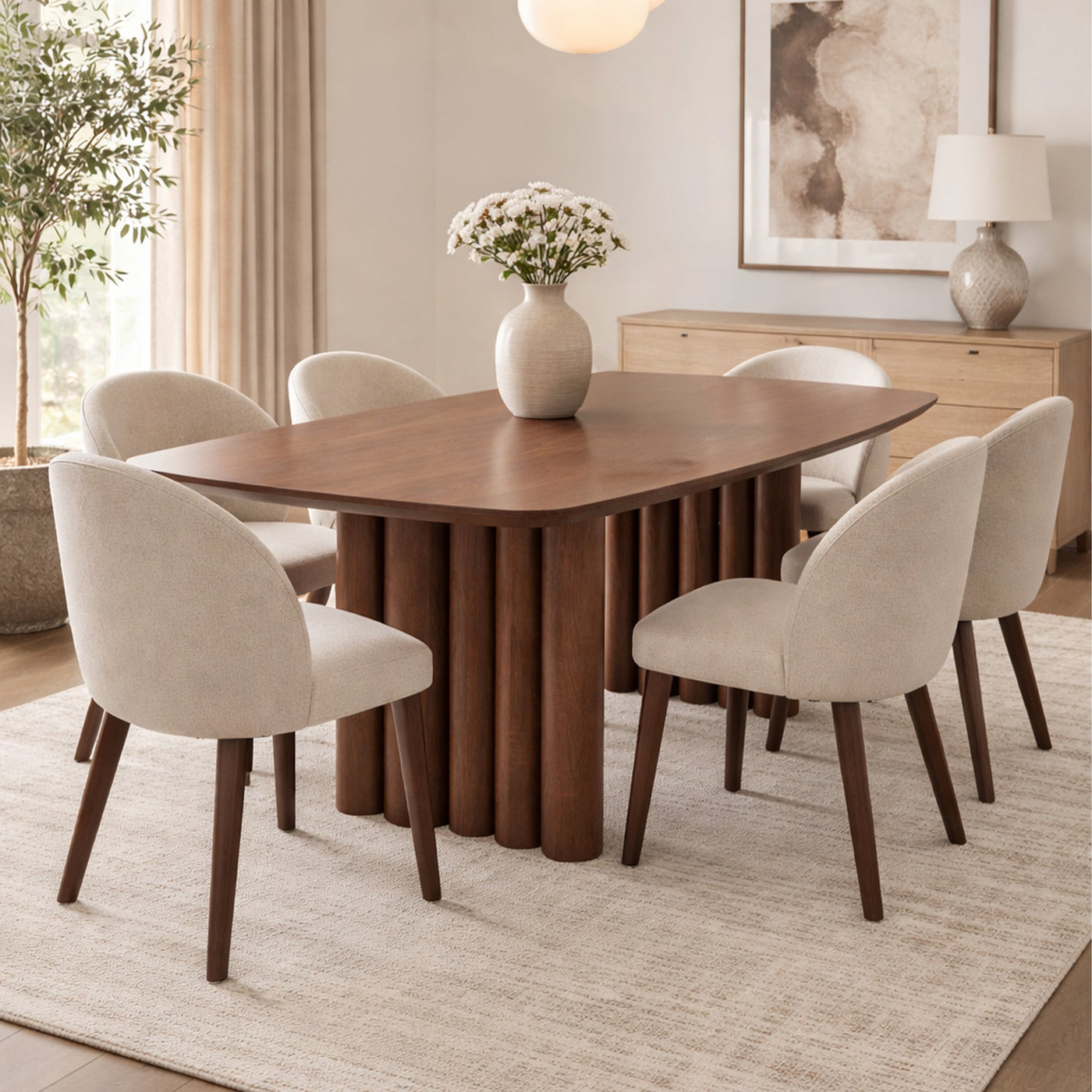 DAREL Table à manger rectangulaire en bois foncé 200 cm - Table à manger - Mobilier Deco