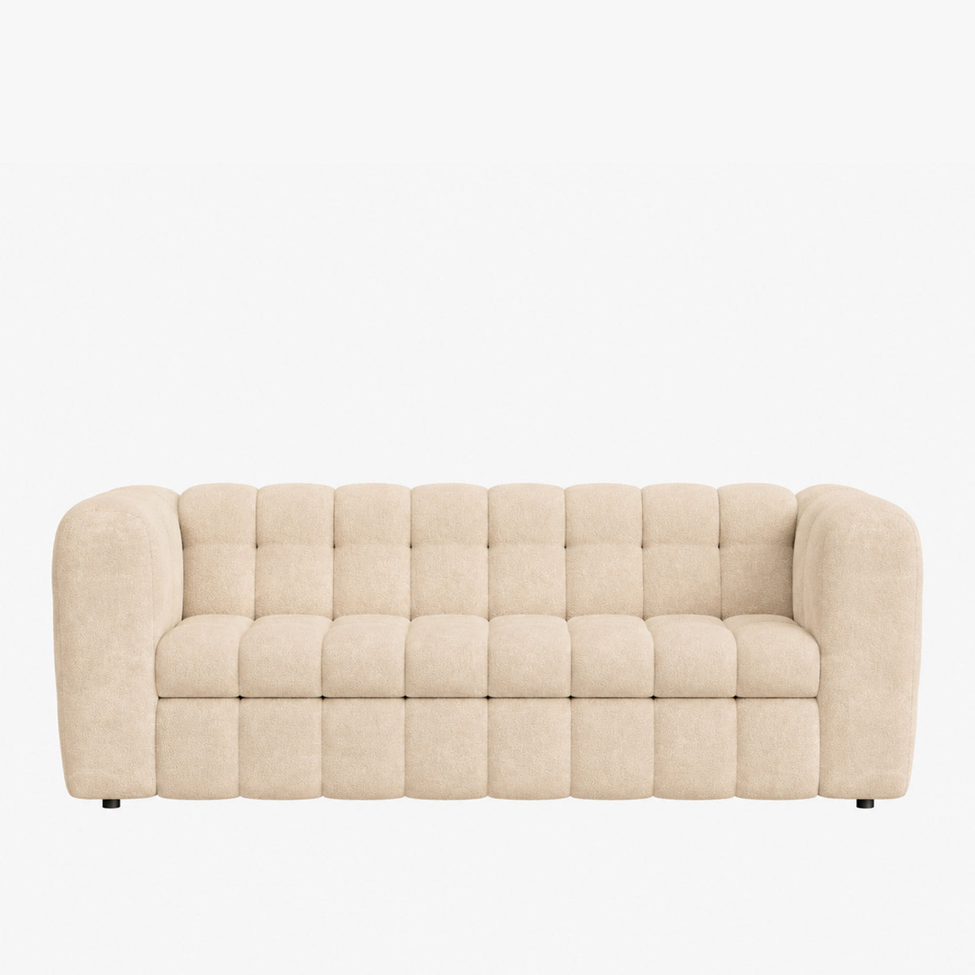 DARIA Canapé 3 places convertible en tissu matelassé beige matelas 14 cm - Canapés convertibles - Mobilier Deco