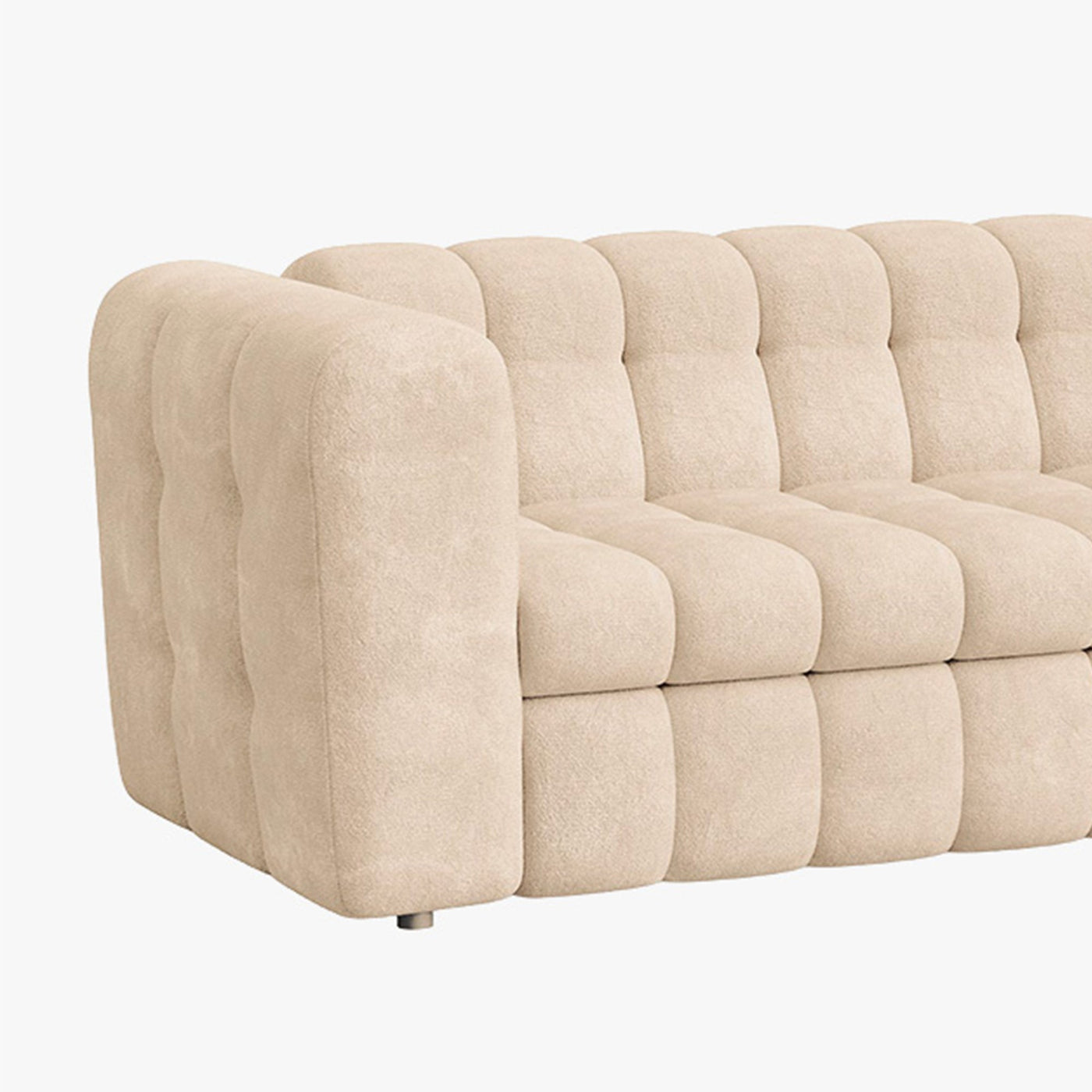 DARIA Canapé 3 places convertible en tissu matelassé beige matelas 14 cm - Canapés convertibles - Mobilier Deco