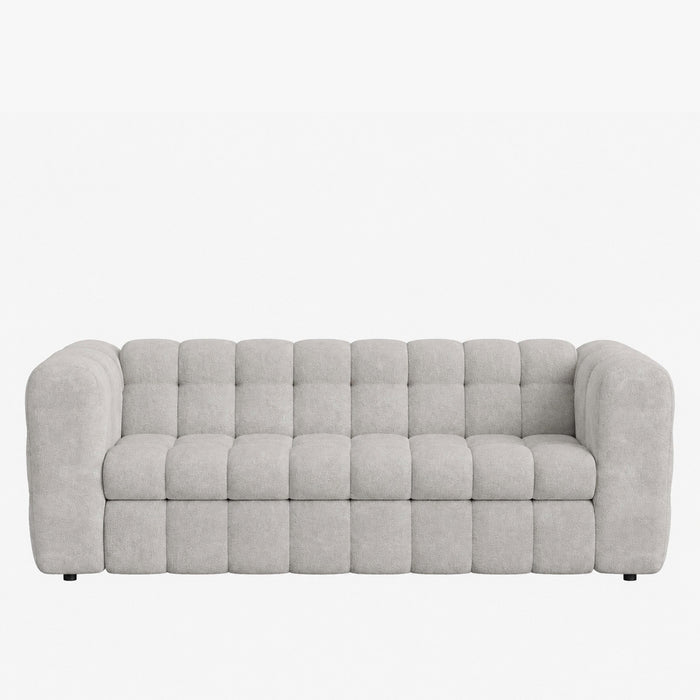 DARIA Canapé 3 places convertible en tissu matelassé gris matelas 14 cm