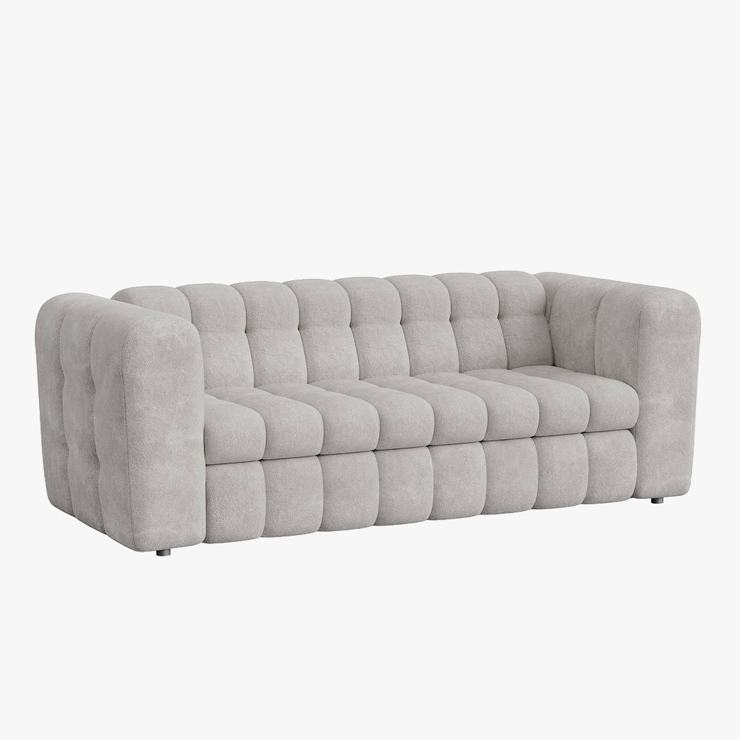 DARIA Canapé 3 places convertible en tissu matelassé gris matelas 14 cm - Canapés convertibles - Mobilier Deco