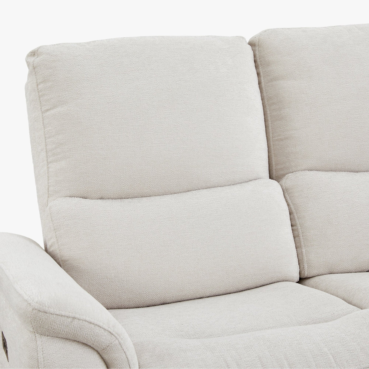DAVY Canapé d'angle relax électrique en tissu blanc écru - Angle droit - Canapé relax - Mobilier Deco