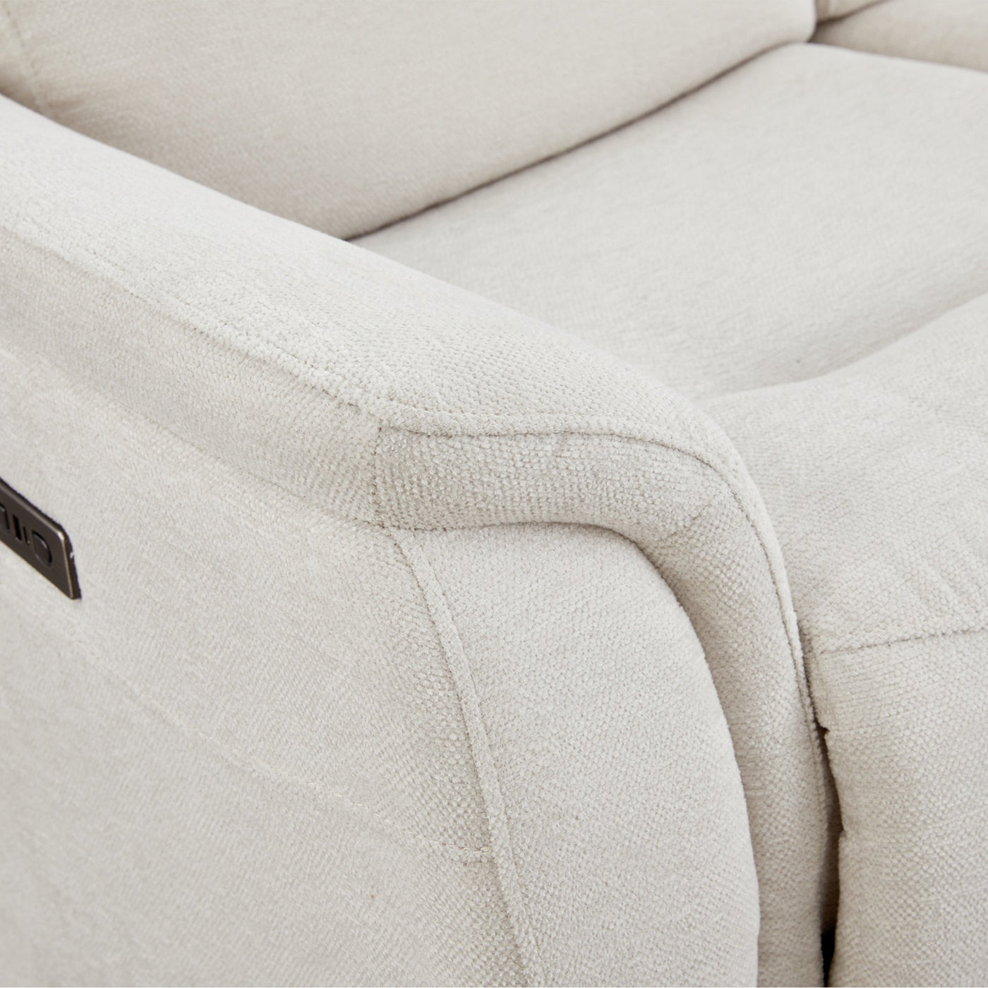 DAVY Canapé d'angle relax électrique en tissu blanc écru - Angle droit - Canapé relax - Mobilier Deco