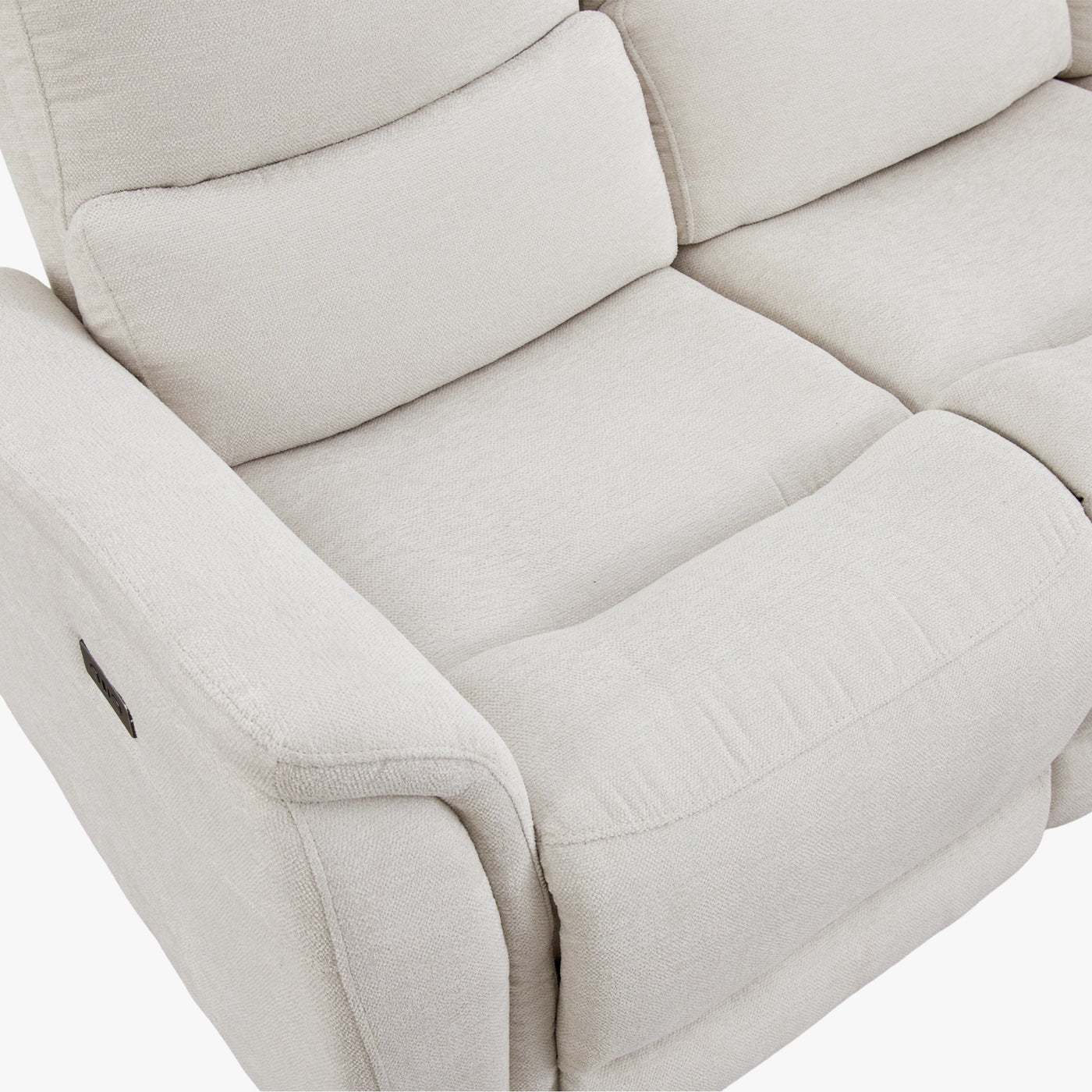 DAVY Canapé d'angle relax électrique en tissu blanc écru - Angle droit - Canapé relax - Mobilier Deco