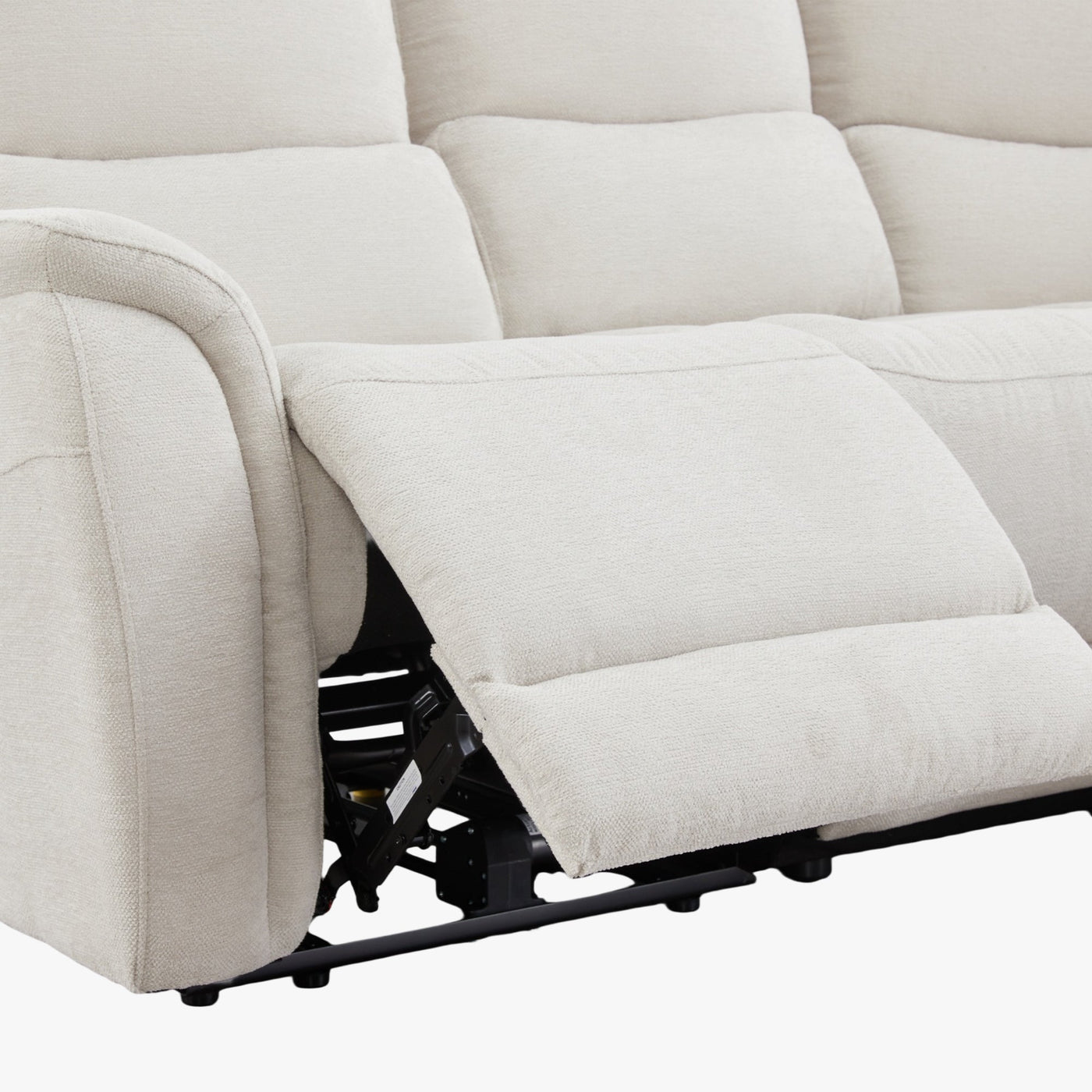 DAVY Canapé d'angle relax électrique en tissu blanc écru - Angle droit - Canapé relax - Mobilier Deco