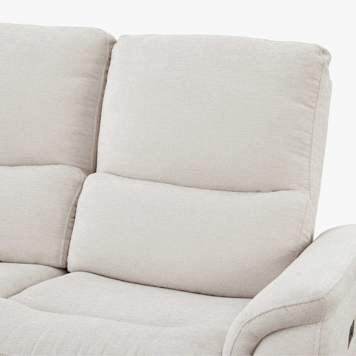 DAVY Canapé d'angle relax électrique en tissu blanc écru - Angle gauche - Canapé relax - Mobilier Deco