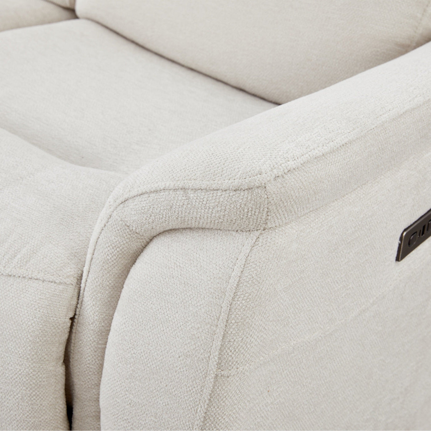DAVY Canapé d'angle relax électrique en tissu blanc écru - Angle gauche - Canapé relax - Mobilier Deco