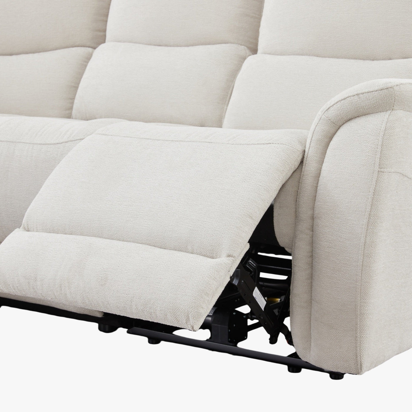 DAVY Canapé d'angle relax électrique en tissu blanc écru - Angle gauche - Canapé relax - Mobilier Deco