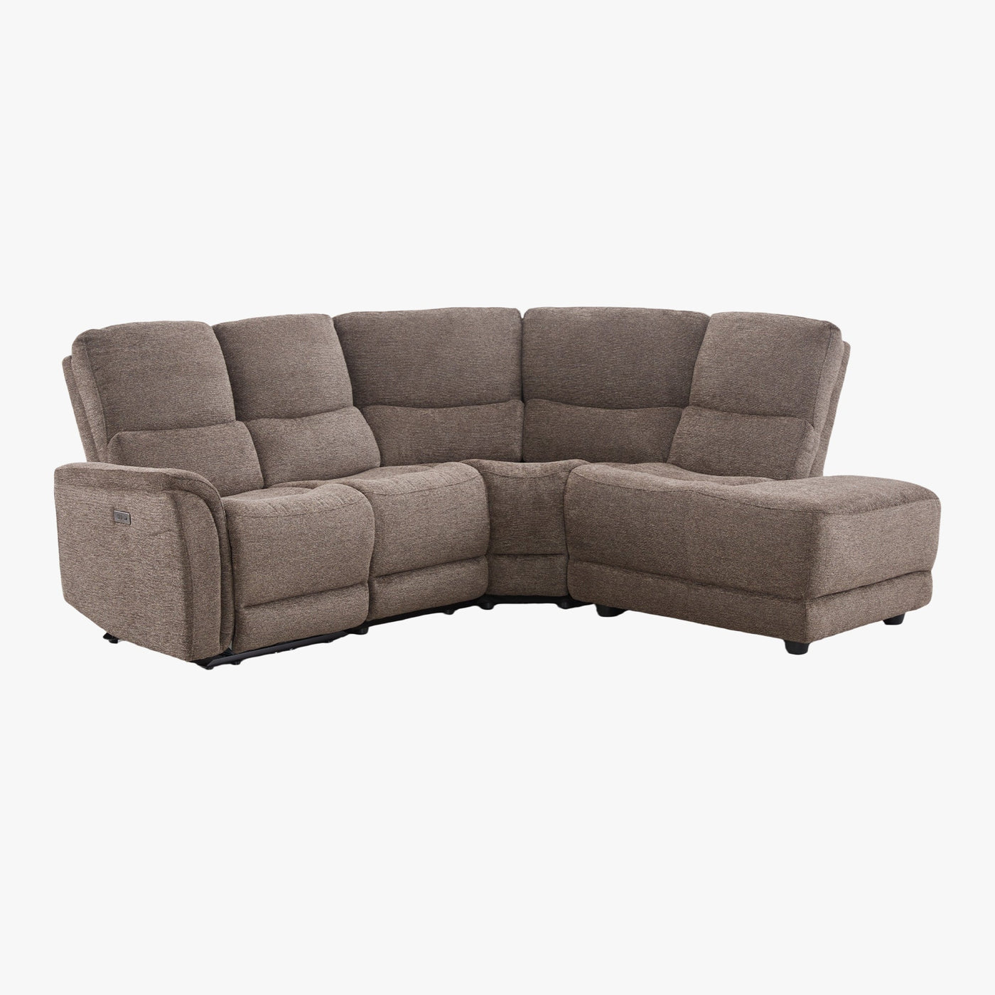 DAVY Canapé d'angle relax électrique en tissu marron - Angle droit - Canapé relax - Mobilier Deco