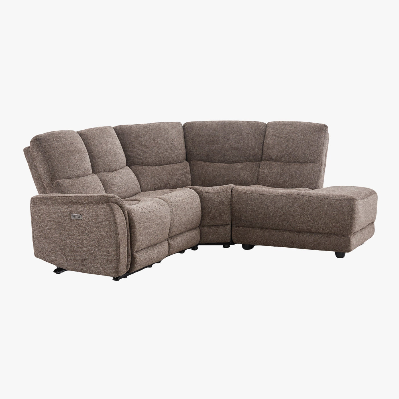 DAVY Canapé d'angle relax électrique en tissu marron - Angle droit - Canapé relax - Mobilier Deco