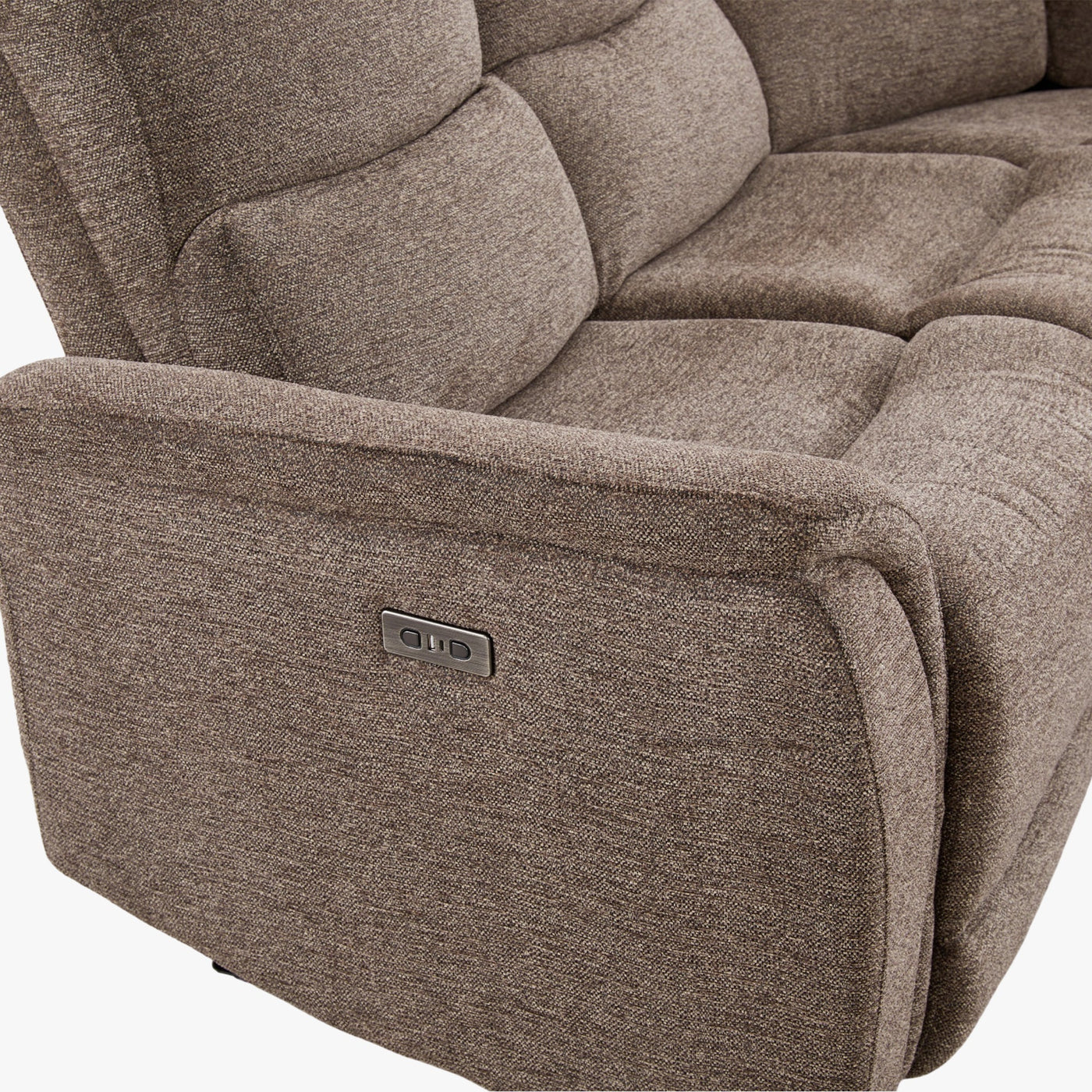 DAVY Canapé d'angle relax électrique en tissu marron - Angle droit - Canapé relax - Mobilier Deco