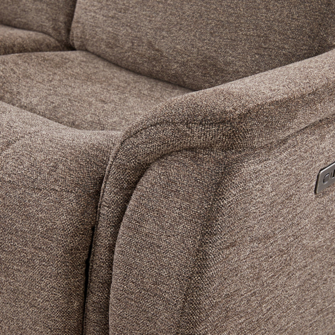 DAVY Canapé d'angle relax électrique en tissu marron - Angle gauche - Canapé relax - Mobilier Deco