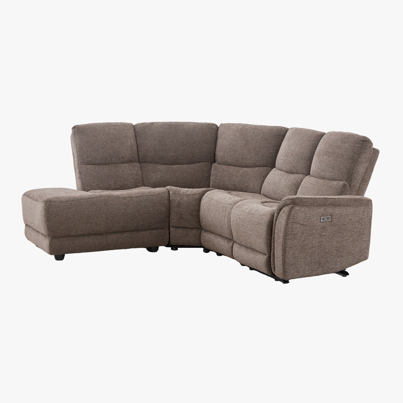 DAVY Canapé d'angle relax électrique en tissu marron - Angle gauche - Canapé relax - Mobilier Deco
