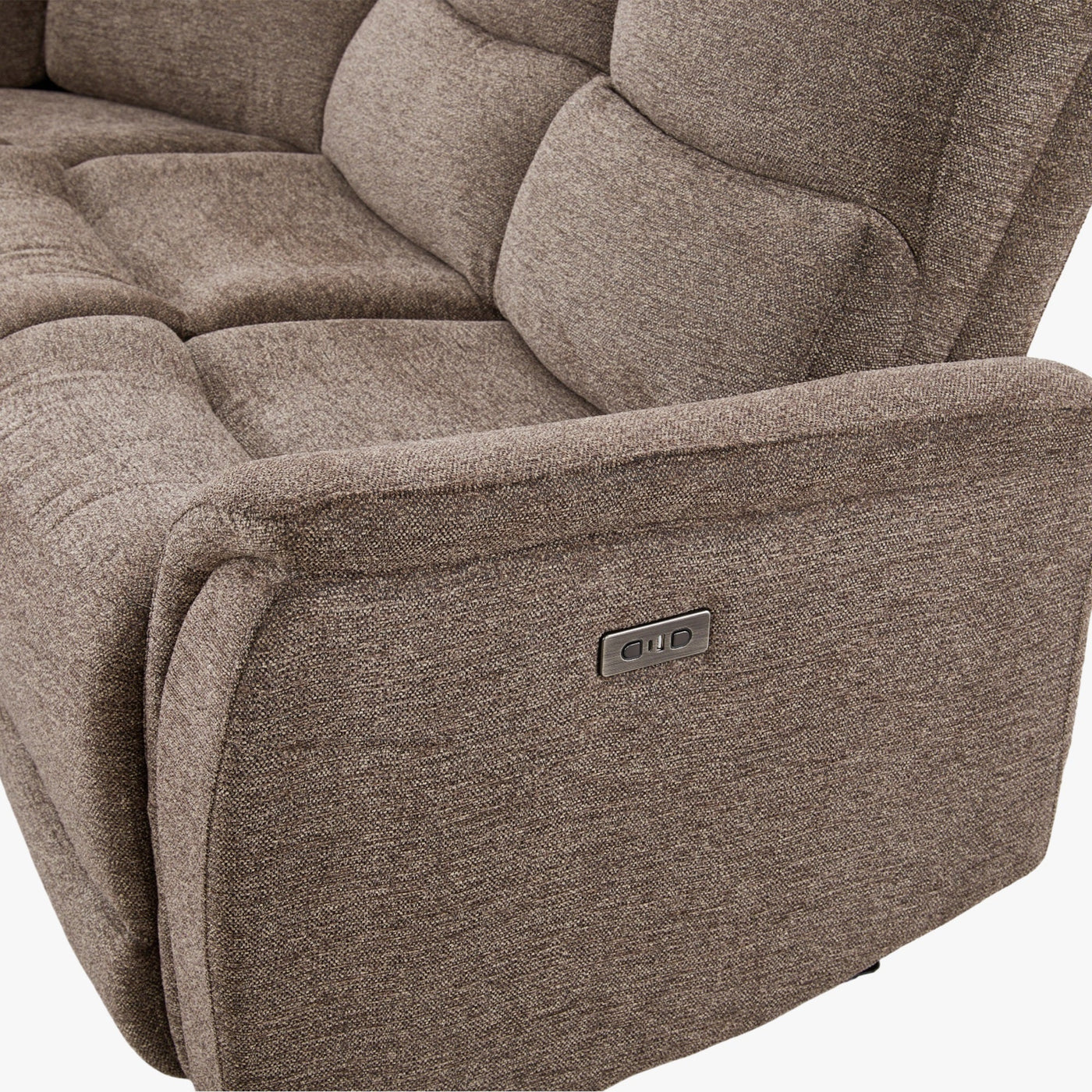 DAVY Canapé d'angle relax électrique en tissu marron - Angle gauche - Canapé relax - Mobilier Deco