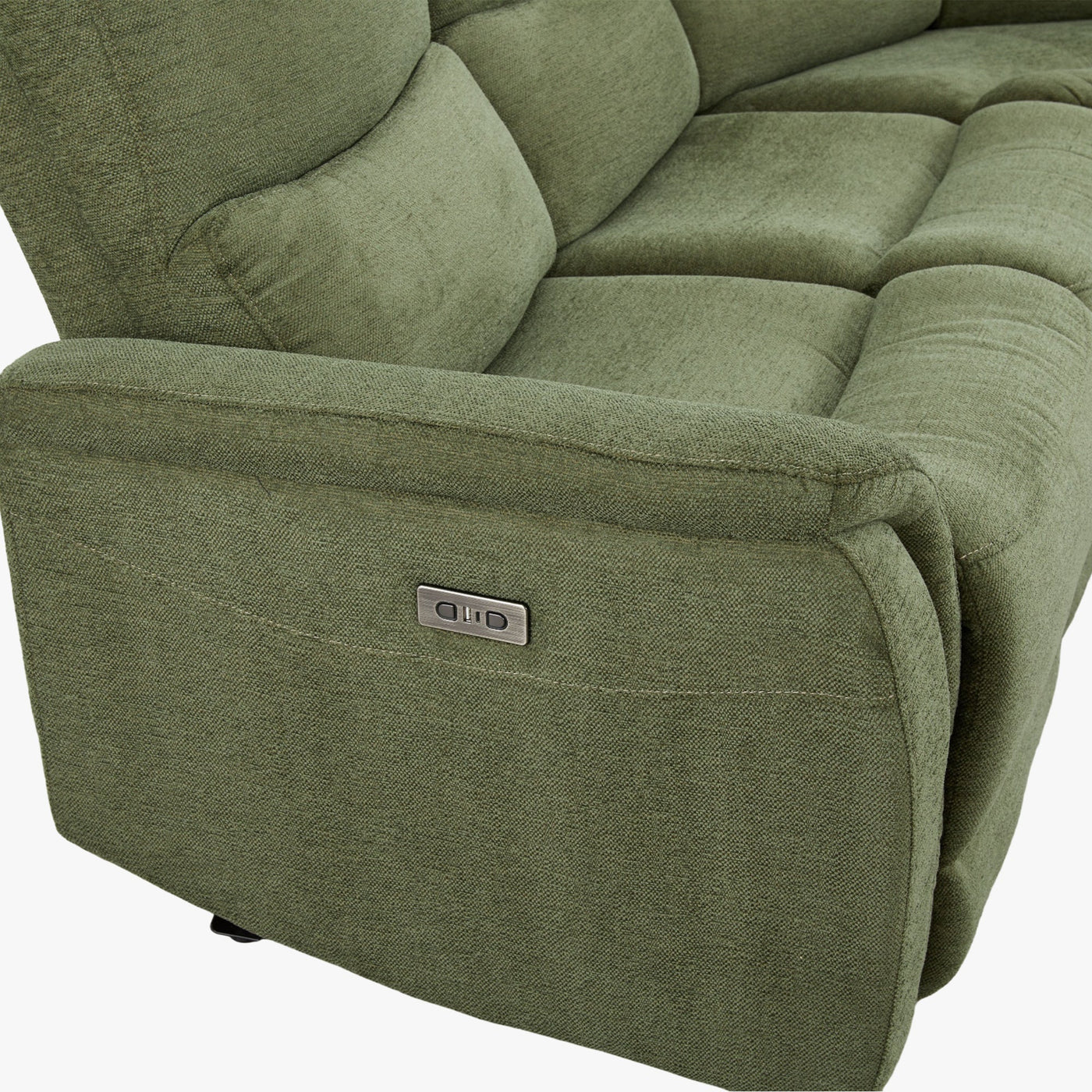 DAVY Canapé d'angle relax électrique en tissu vert - Angle droit - Canapé relax - Mobilier Deco