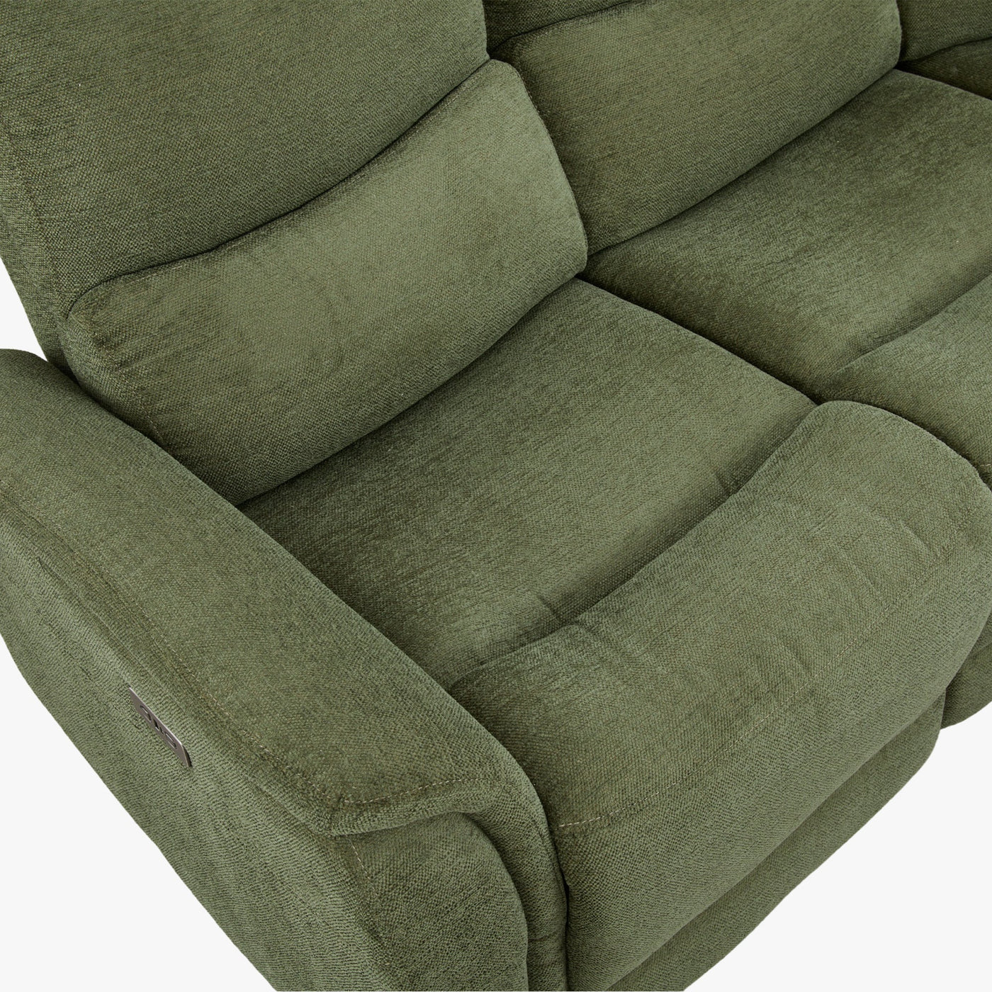 DAVY Canapé d'angle relax électrique en tissu vert - Angle droit - Canapé relax - Mobilier Deco