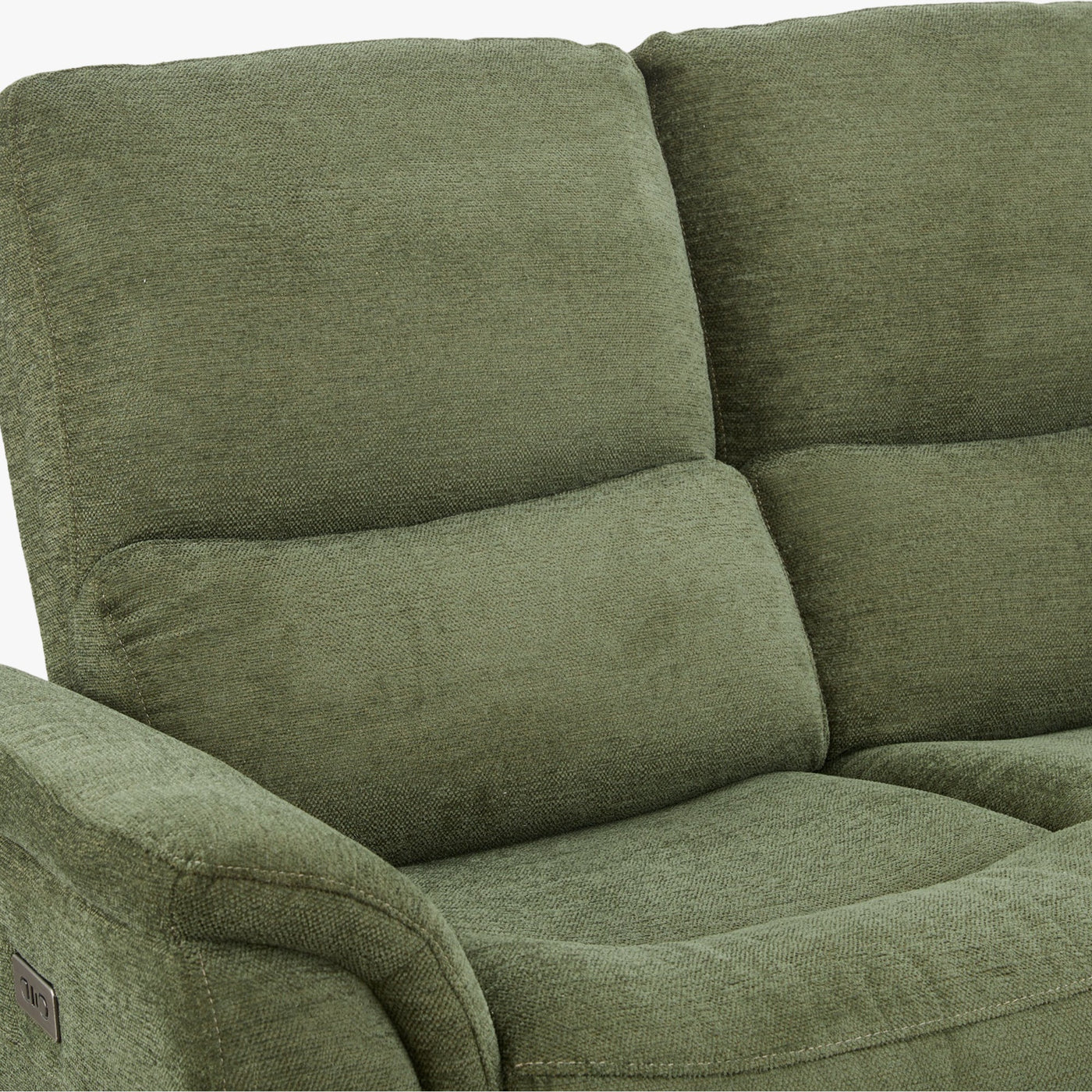 DAVY Canapé d'angle relax électrique en tissu vert - Angle droit - Canapé relax - Mobilier Deco