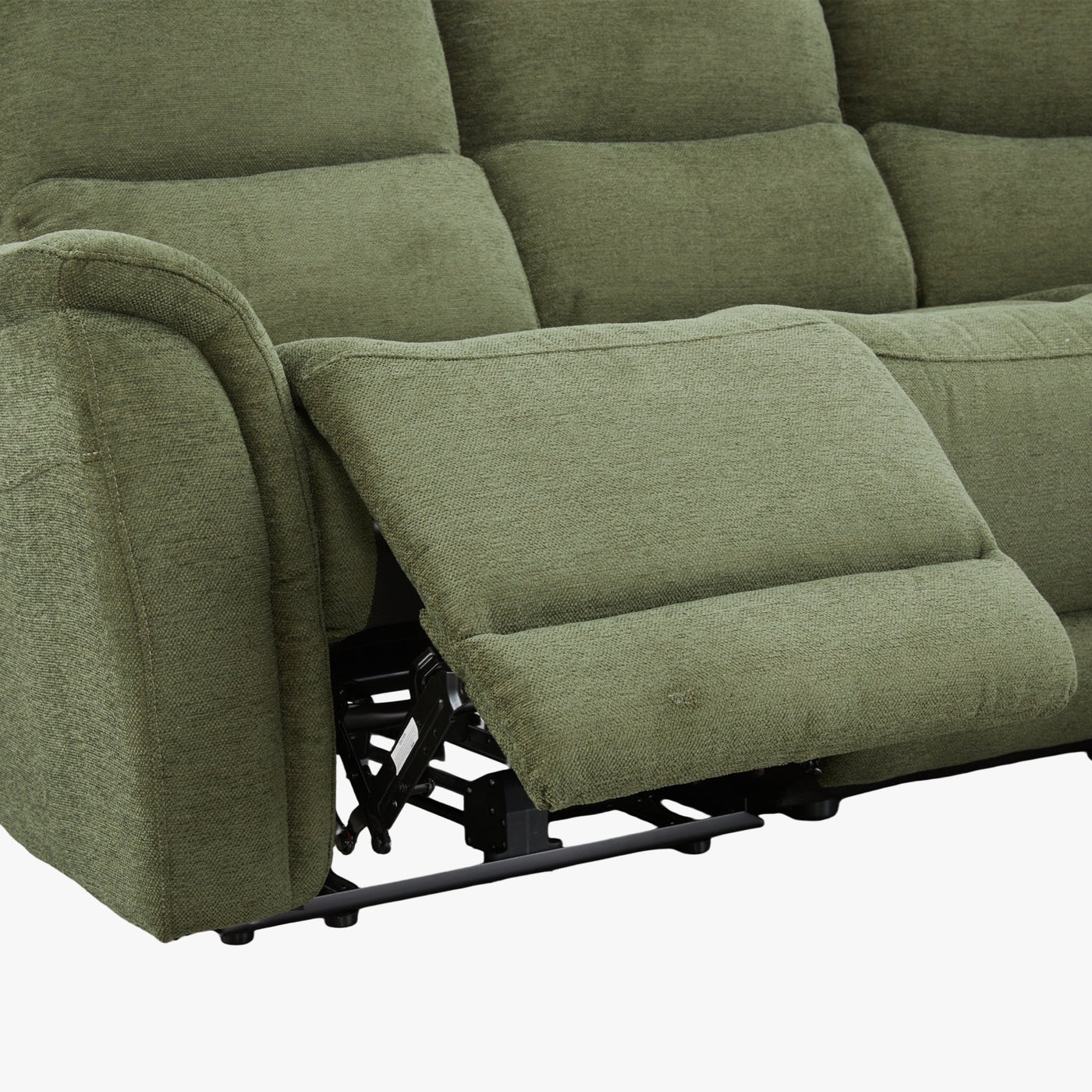DAVY Canapé d'angle relax électrique en tissu vert - Angle droit - Canapé relax - Mobilier Deco