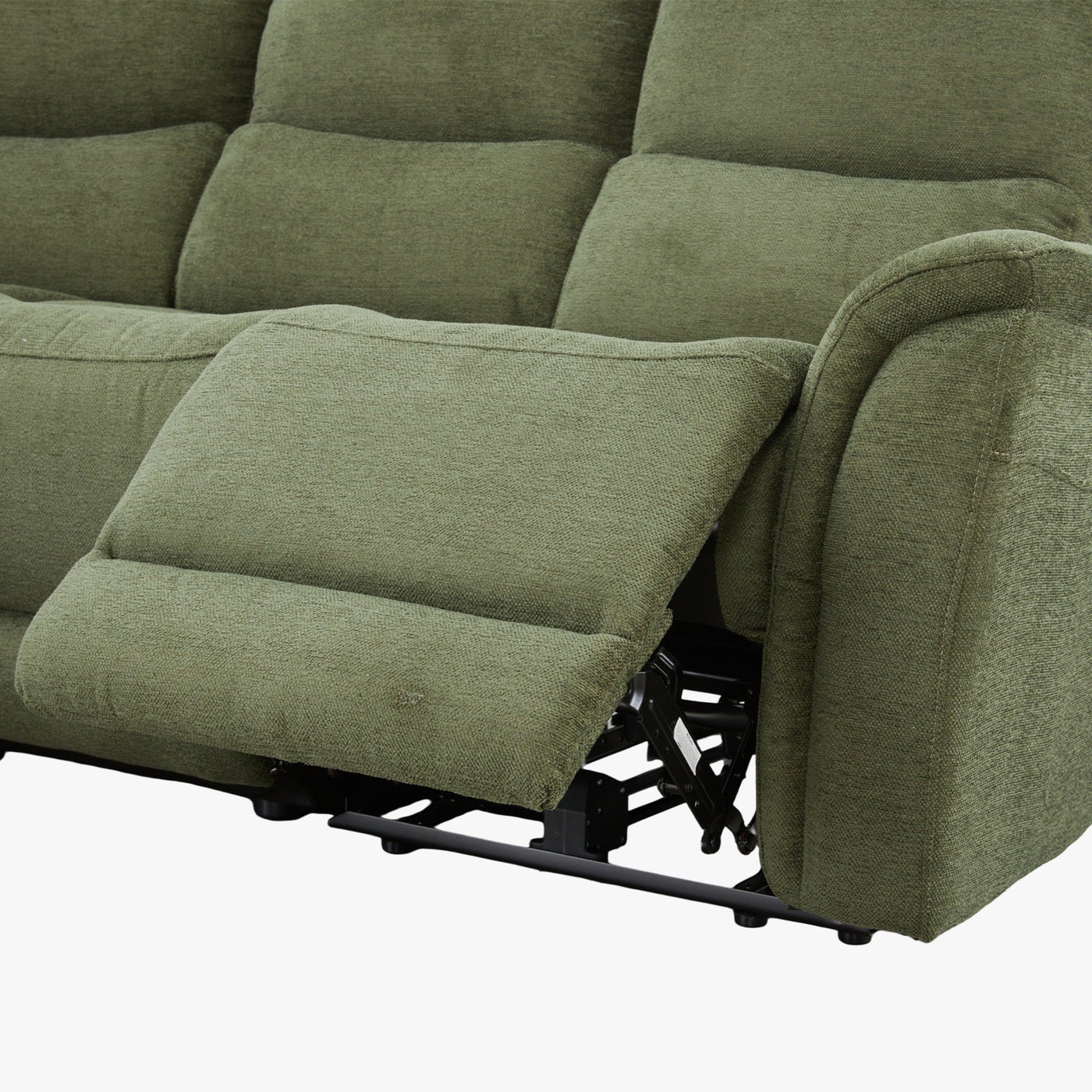 DAVY Canapé d'angle relax électrique en tissu vert - Angle gauche - Canapé relax - Mobilier Deco