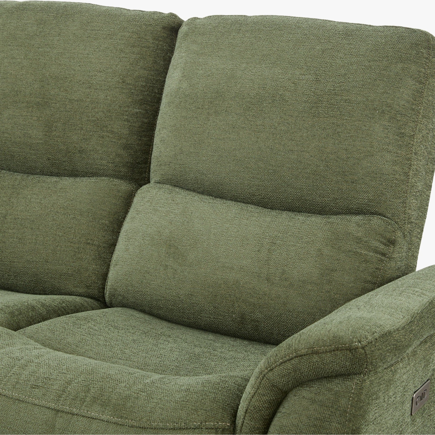 DAVY Canapé d'angle relax électrique en tissu vert - Angle gauche - Canapé relax - Mobilier Deco