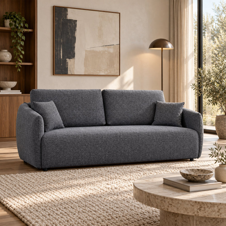 DAYLA Canapé 3 places convertible avec coffre en tissu bleu — aperçu vidéo