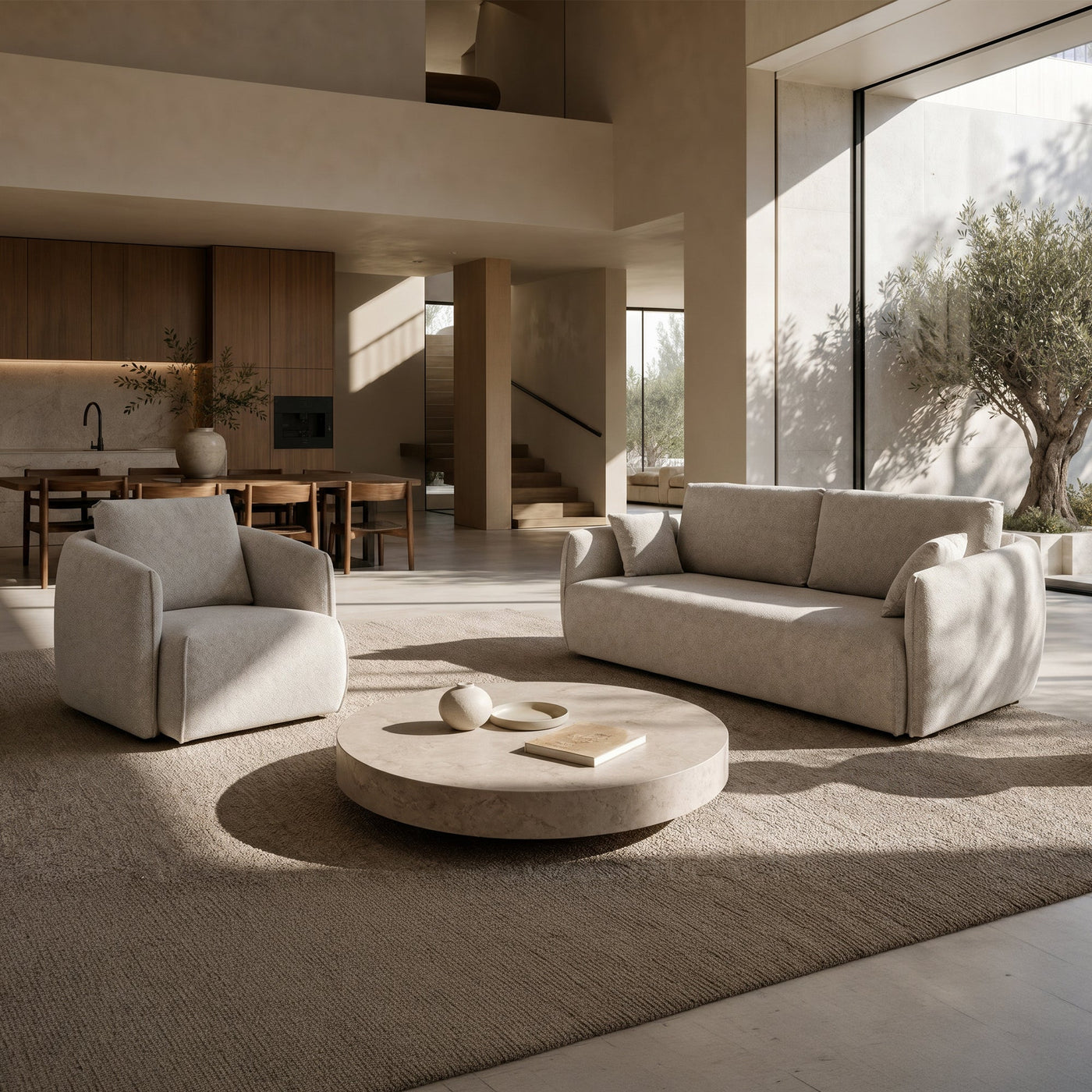 DAYLA Fauteuil en tissu beige - Fauteuils - Mobilier Deco