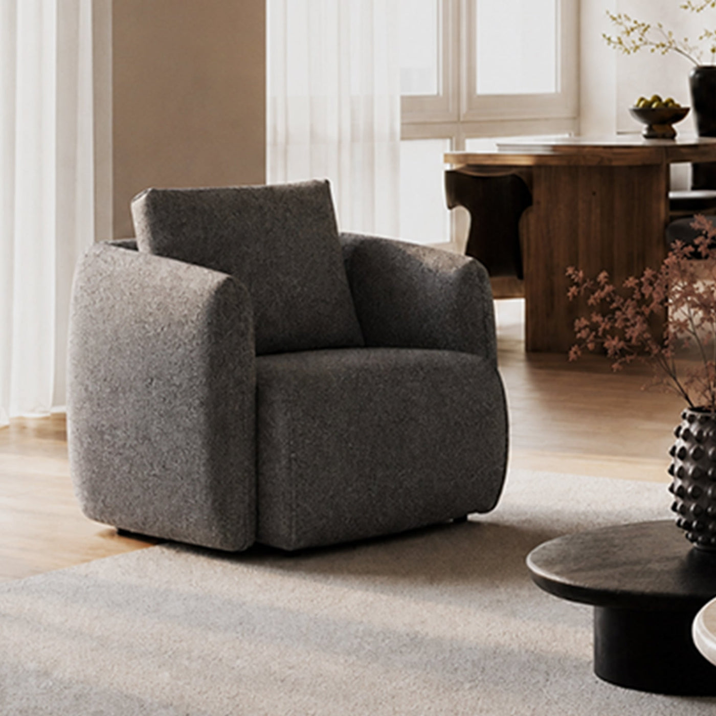 DAYLA Fauteuil en tissu bleu - Fauteuils - Mobilier Deco
