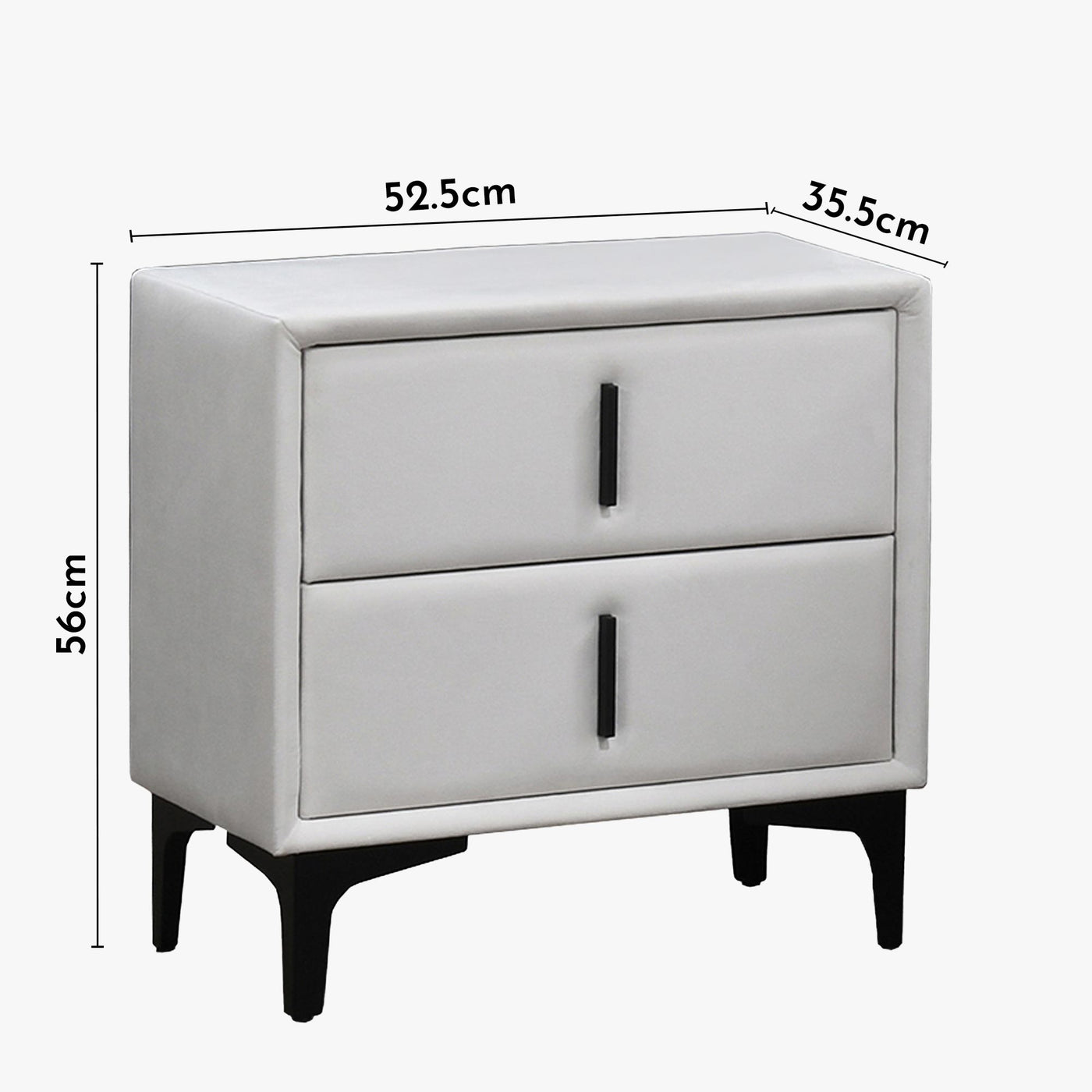 DAYNA Table de chevet 2 tiroirs en velours écru - Table de chevet - Mobilier Deco