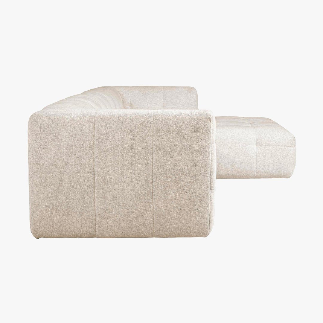 DEYNA Canapé d’angle en tissu capitonné beige - Angle droit - Canapés d'angle - Mobilier Deco