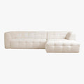 DEYNA Canapé d’angle en tissu capitonné beige - Angle droit