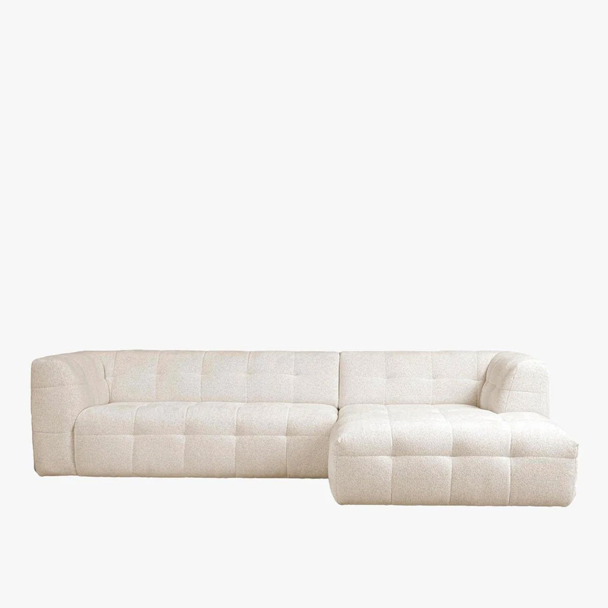 DEYNA Canapé d’angle en tissu capitonné beige - Angle droit - Canapés d'angle - Mobilier Deco