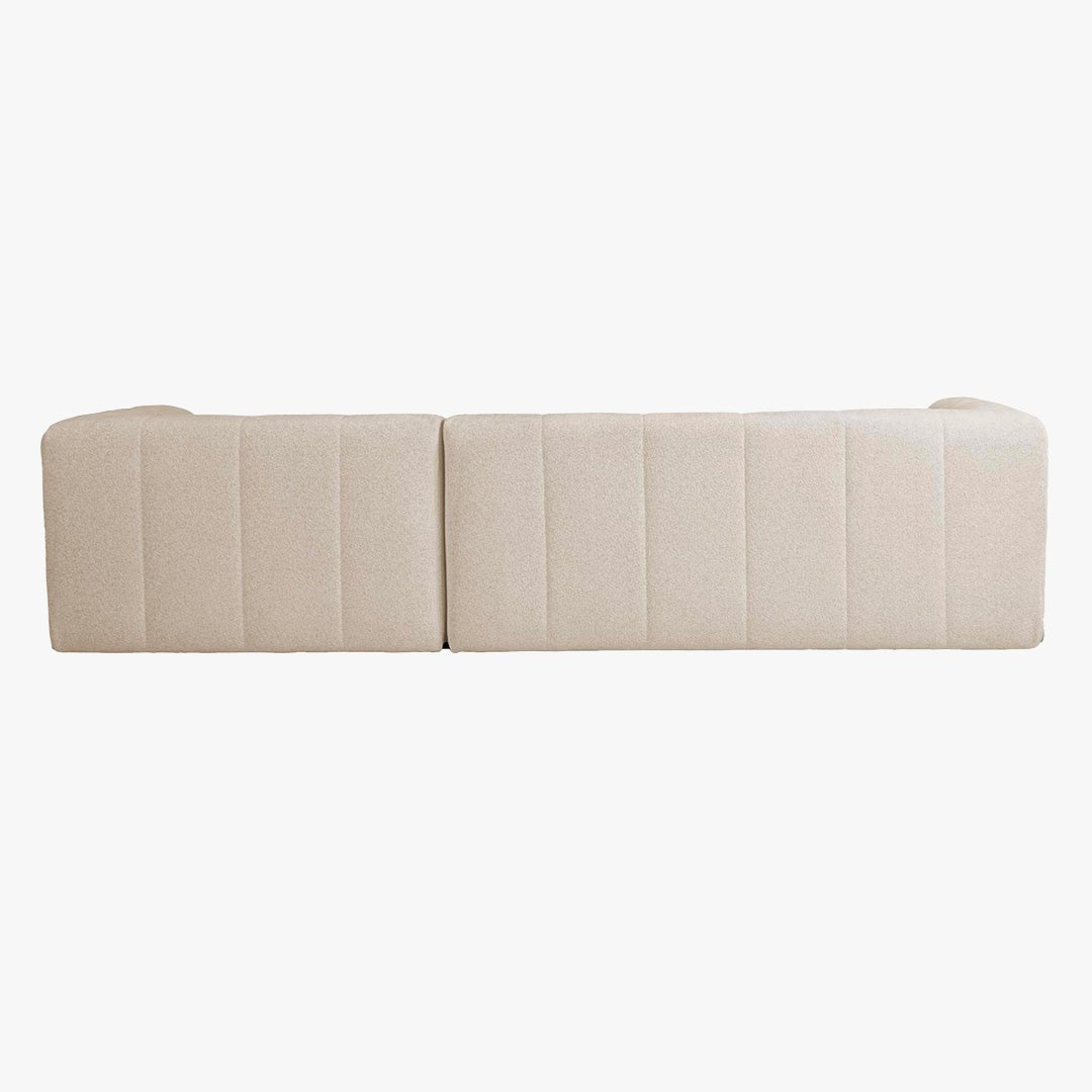DEYNA Canapé d’angle en tissu capitonné beige - Angle droit - Canapés d'angle - Mobilier Deco