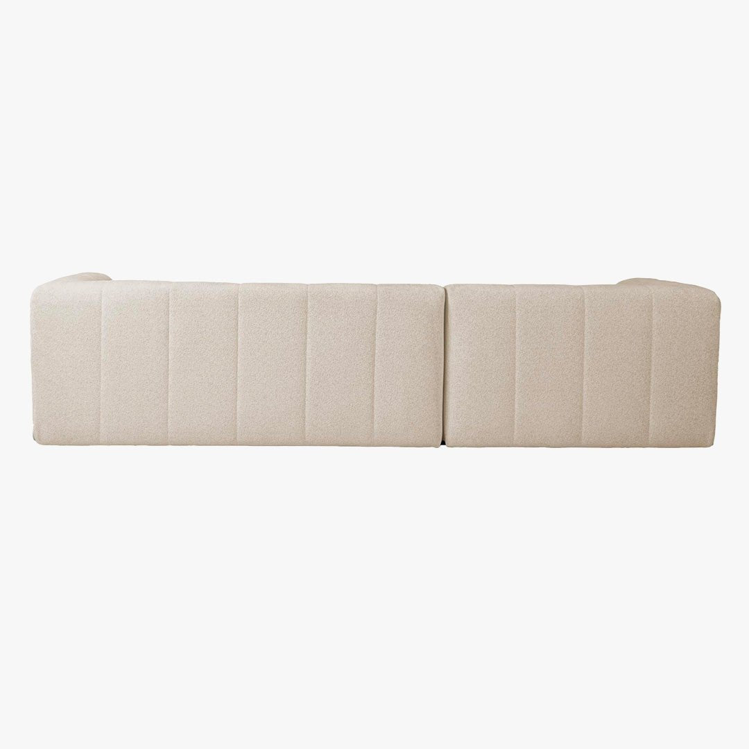 DEYNA Canapé d’angle en tissu capitonné beige - Angle gauche - Canapés d'angle - Mobilier Deco