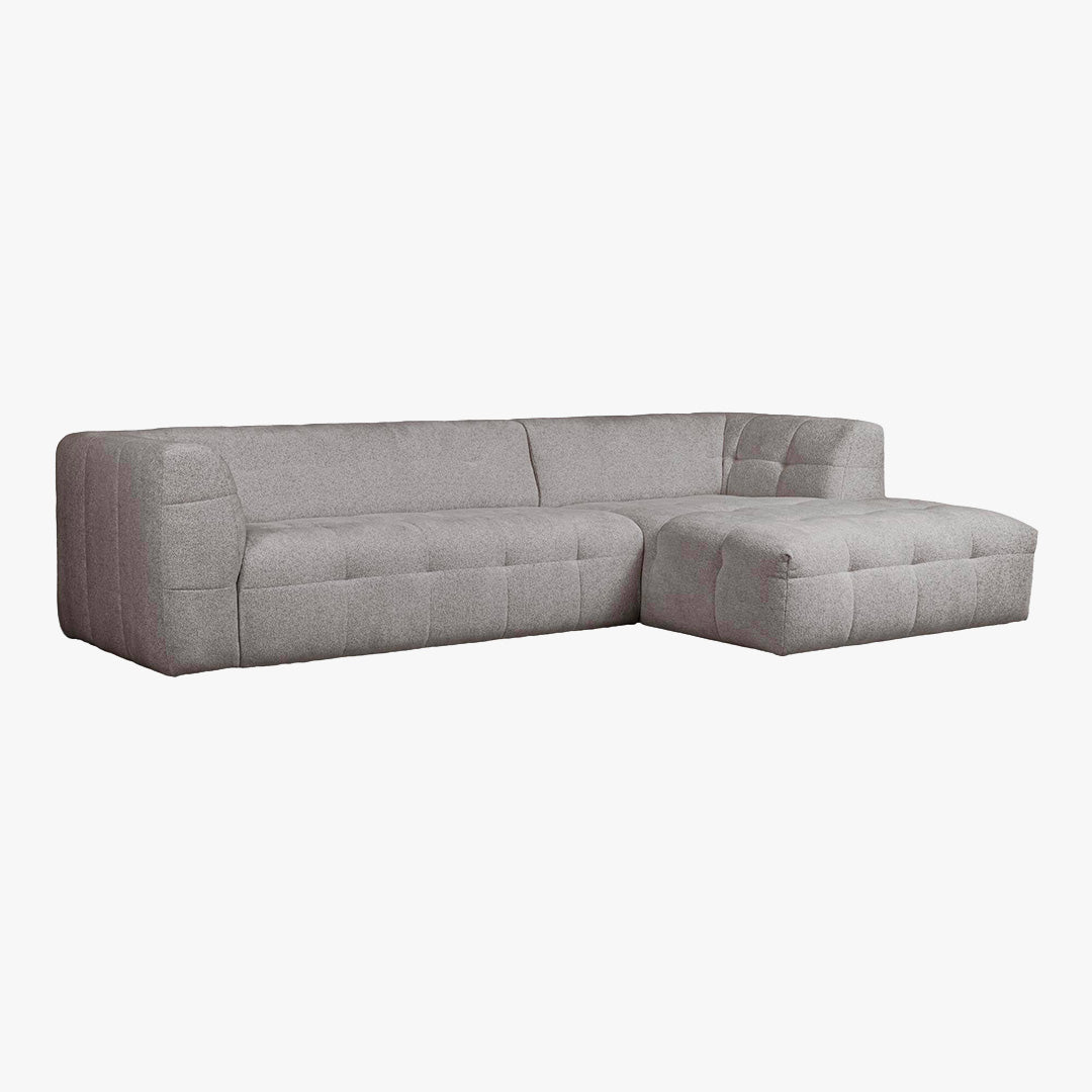 DEYNA Canapé d’angle en tissu capitonné gris foncé - Angle droit - Canapés d'angle - Mobilier Deco