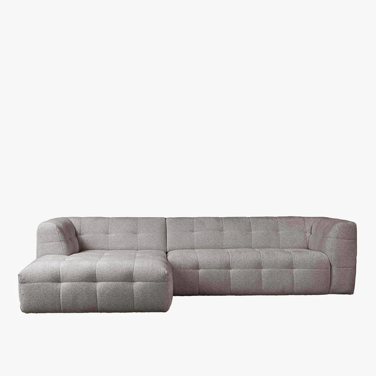DEYNA Canapé d’angle en tissu capitonné gris foncé - Angle droit - Canapés d'angle - Mobilier Deco