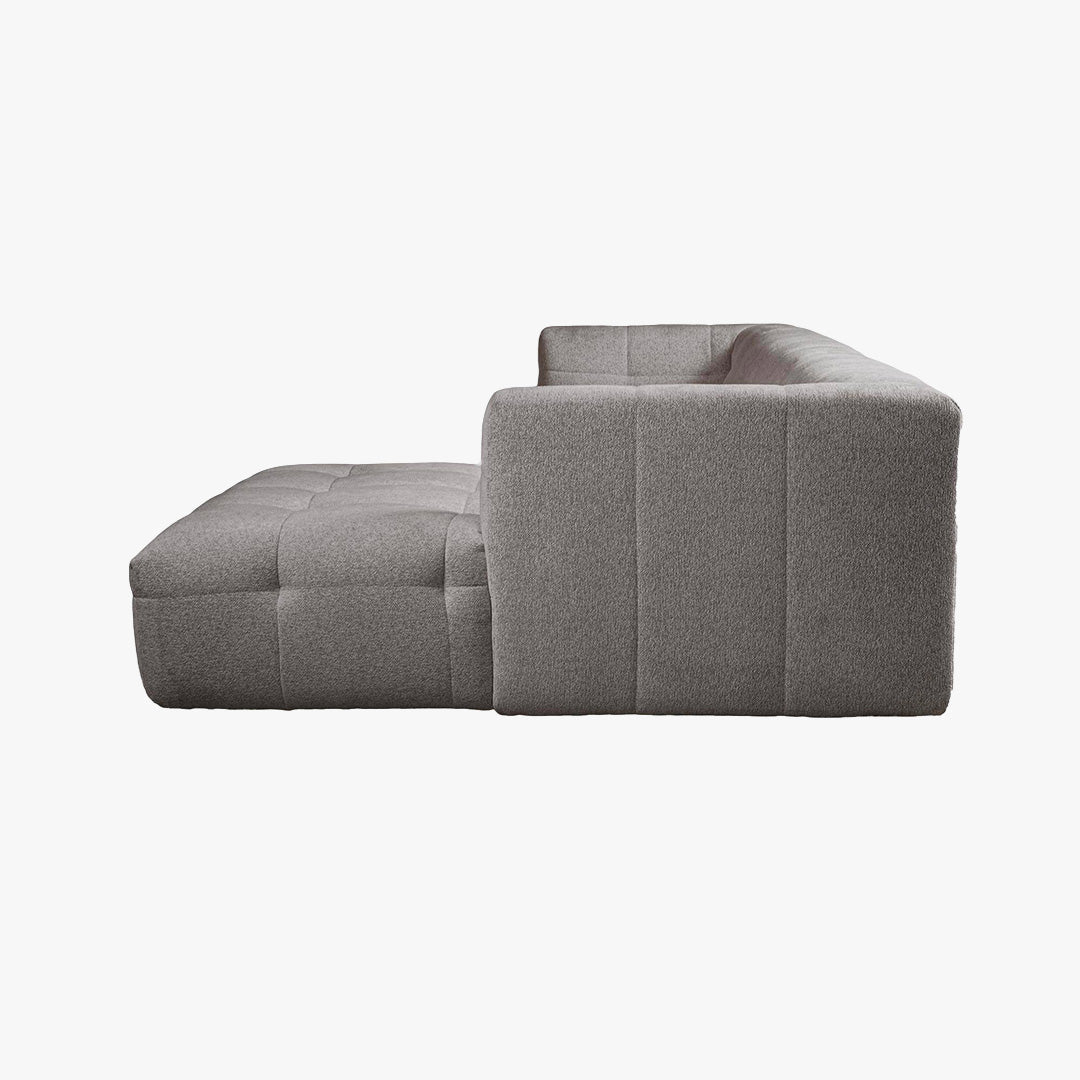 DEYNA Canapé d’angle en tissu capitonné gris foncé - Angle droit - Canapés d'angle - Mobilier Deco