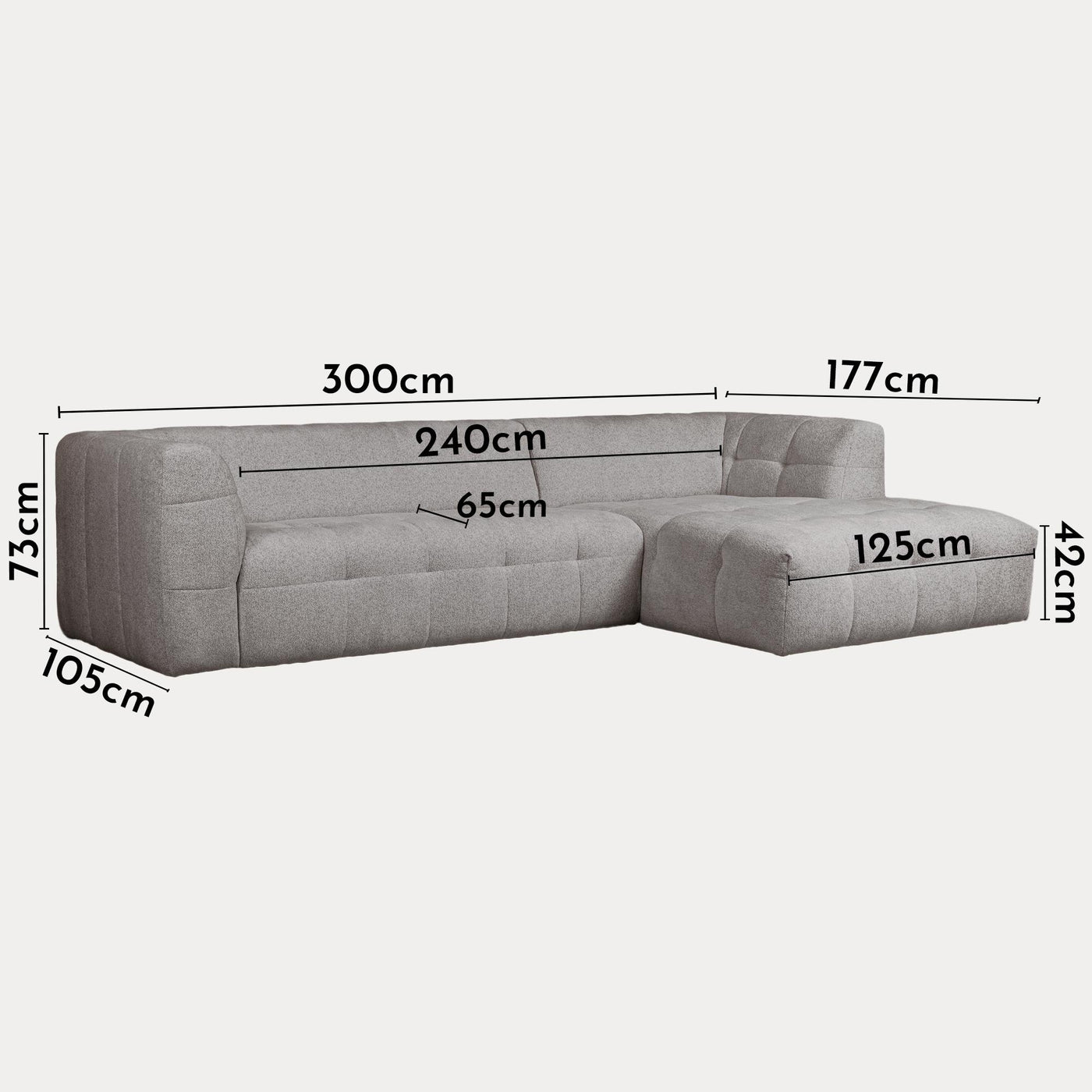 DEYNA Canapé d’angle en tissu capitonné gris foncé - Angle droit - Canapés d'angle - Mobilier Deco