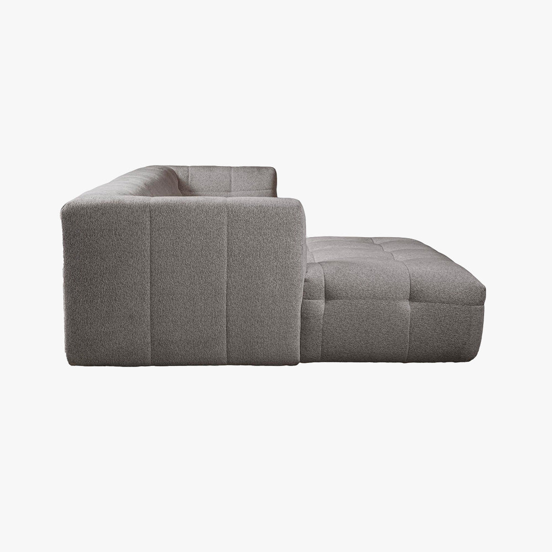 DEYNA Canapé d’angle en tissu capitonné gris foncé - Angle gauche - Canapés d'angle - Mobilier Deco
