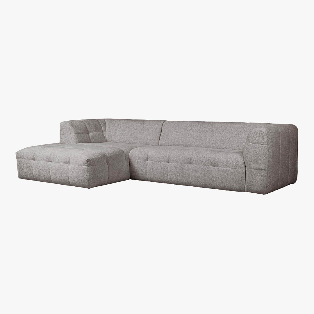 DEYNA Canapé d’angle en tissu capitonné gris foncé - Angle gauche - Canapés d'angle - Mobilier Deco