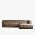 DEYNA Canapé d’angle en tissu capitonné taupe - Angle droit