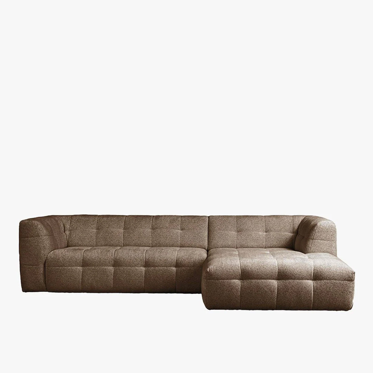 DEYNA Canapé d’angle en tissu capitonné taupe - Angle droit - Canapés d'angle - Mobilier Deco