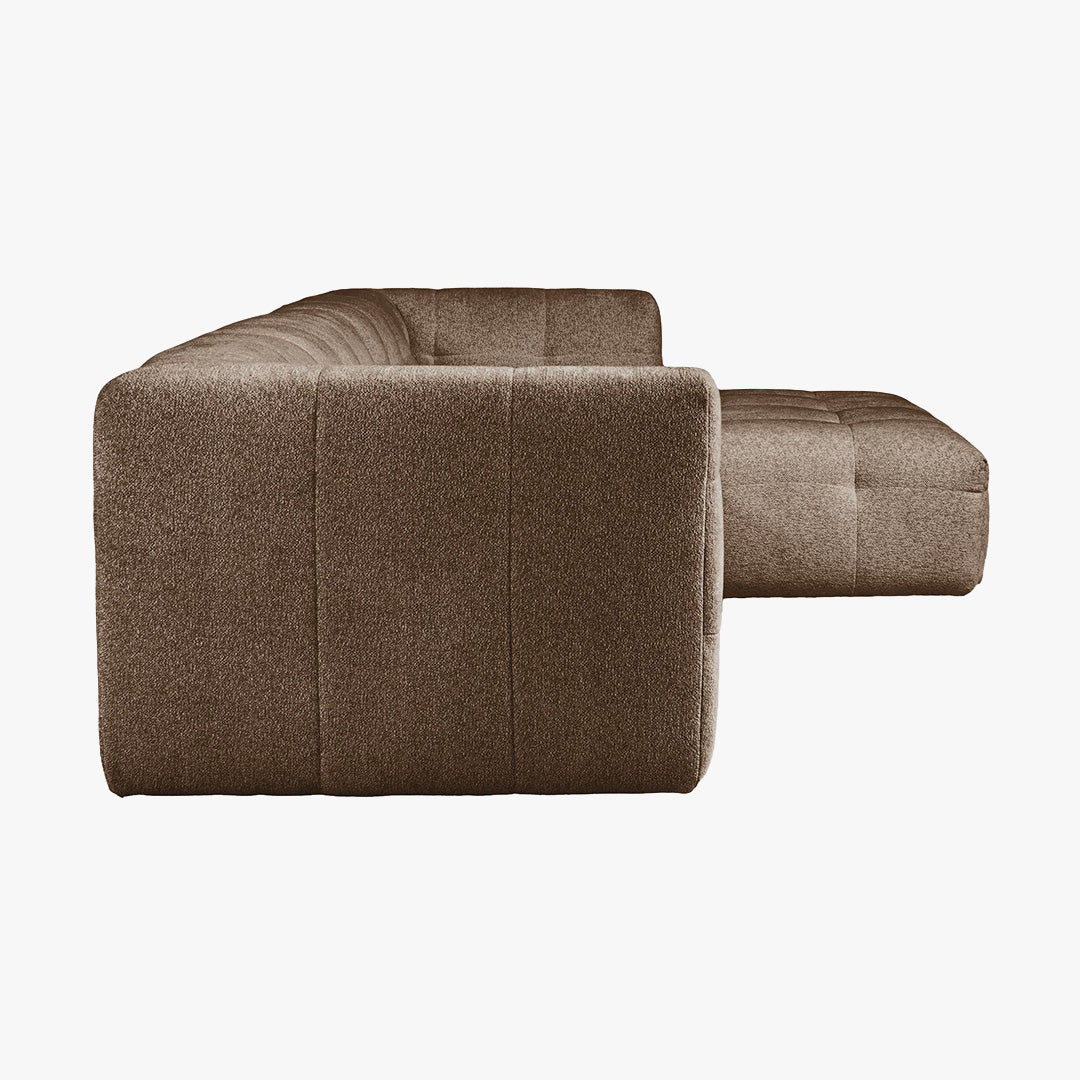 DEYNA Canapé d’angle en tissu capitonné taupe - Angle droit - Canapés d'angle - Mobilier Deco
